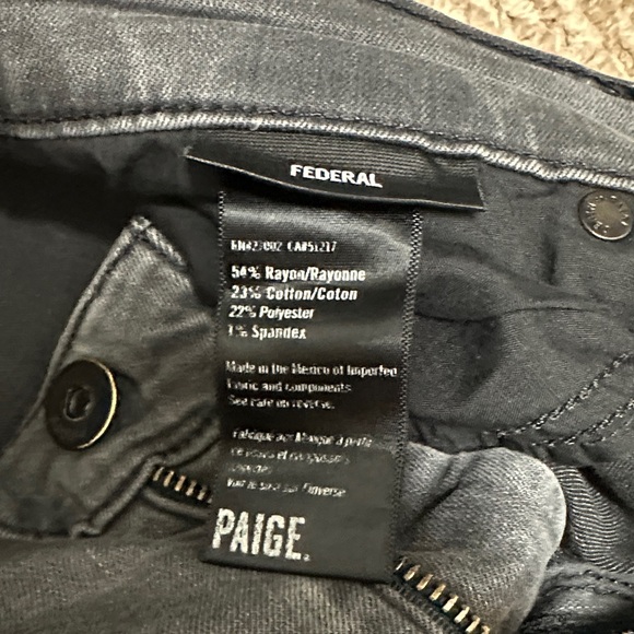 PAIGE Federal Men's Charcoal Slim Jeans, 28 - Picture 3 of 3